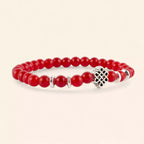 Bracelet Perles de Verre Rouges et Perle Nœud Celtique  Bracelet Jethyka