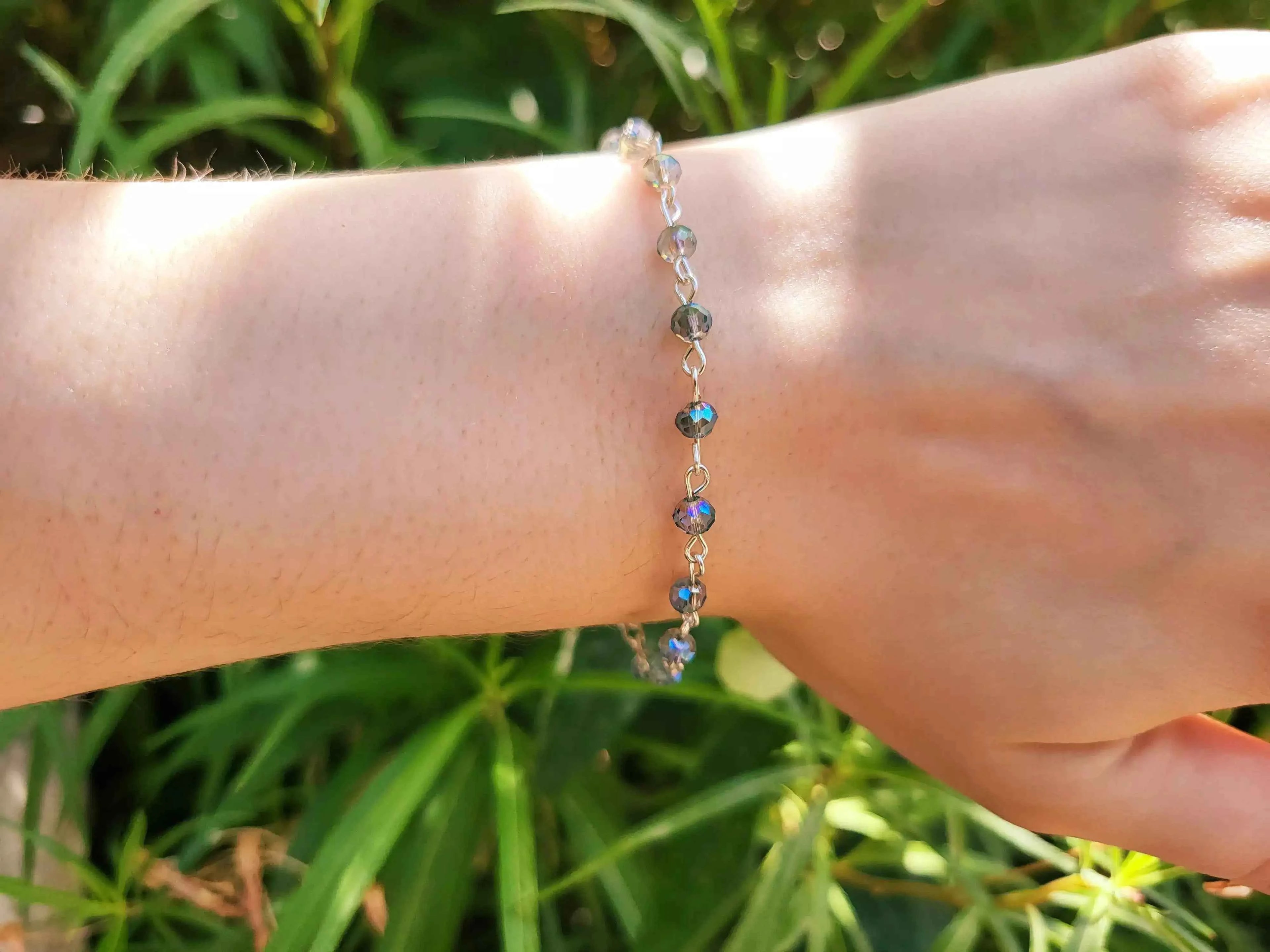 Bracelet perles cristal Gris bleuté