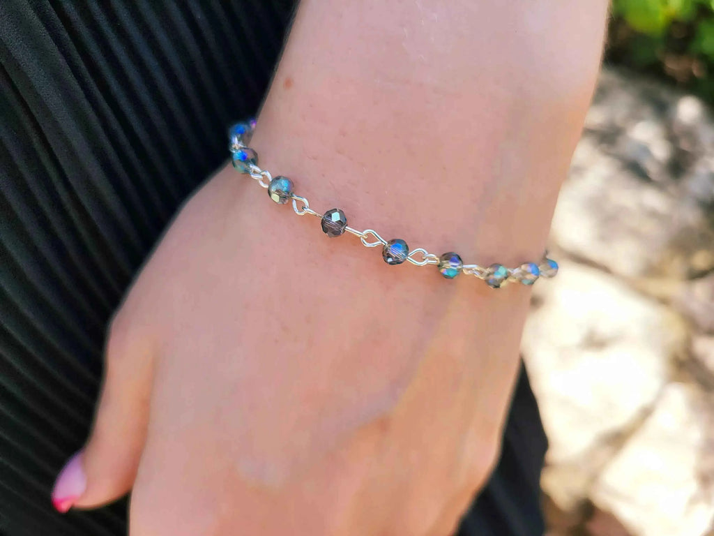 Bracelet perles cristal Gris bleuté