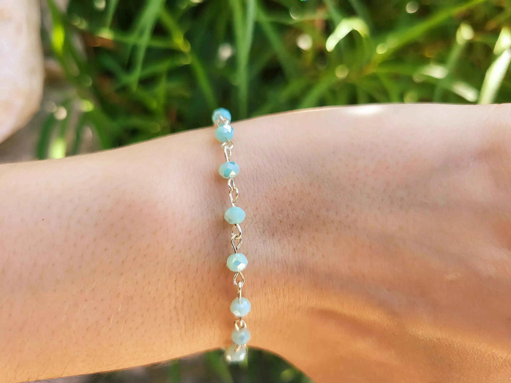 Bracelet perles cristal Bleu ciel