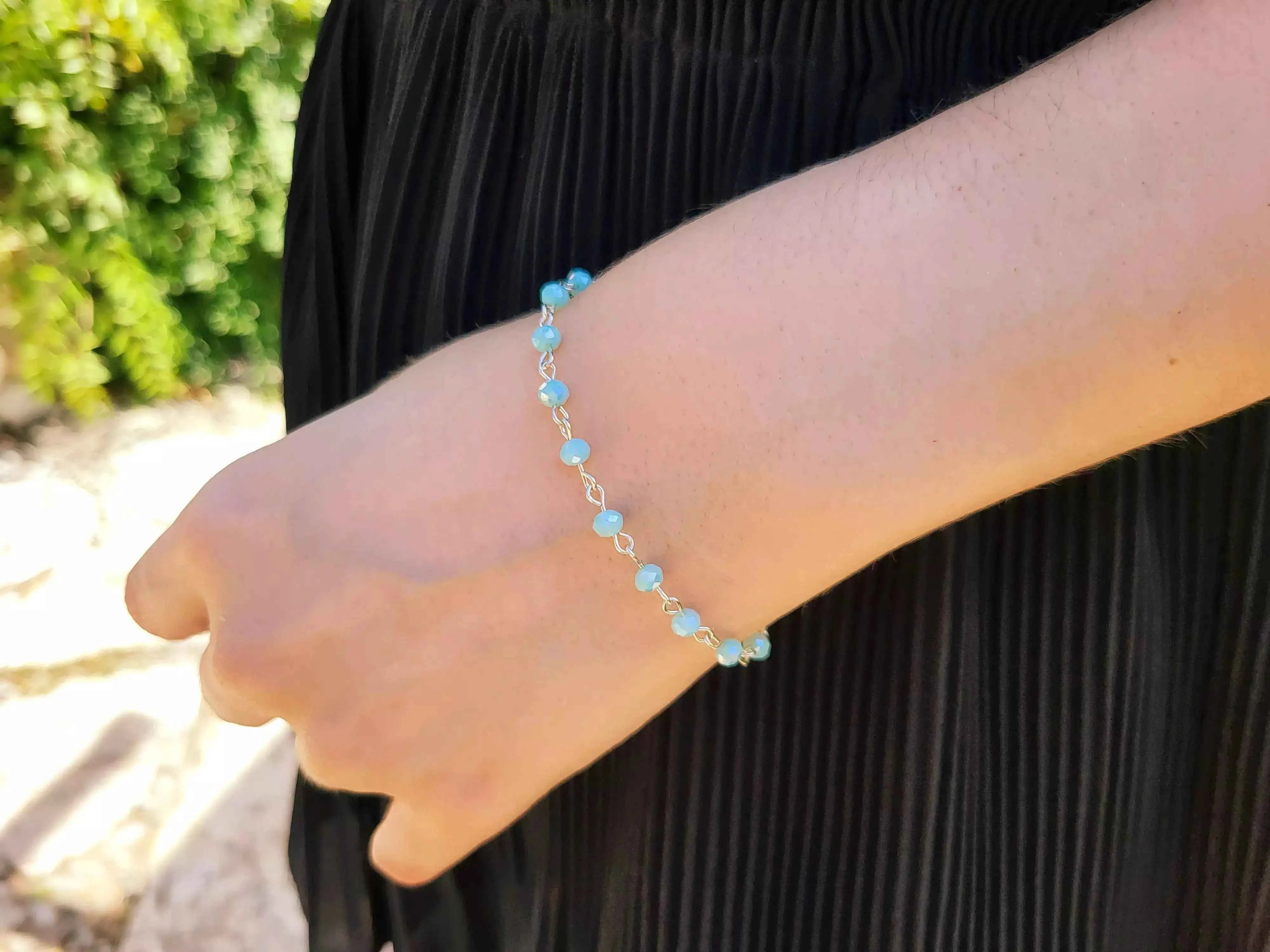 Bracelet perles cristal Bleu ciel