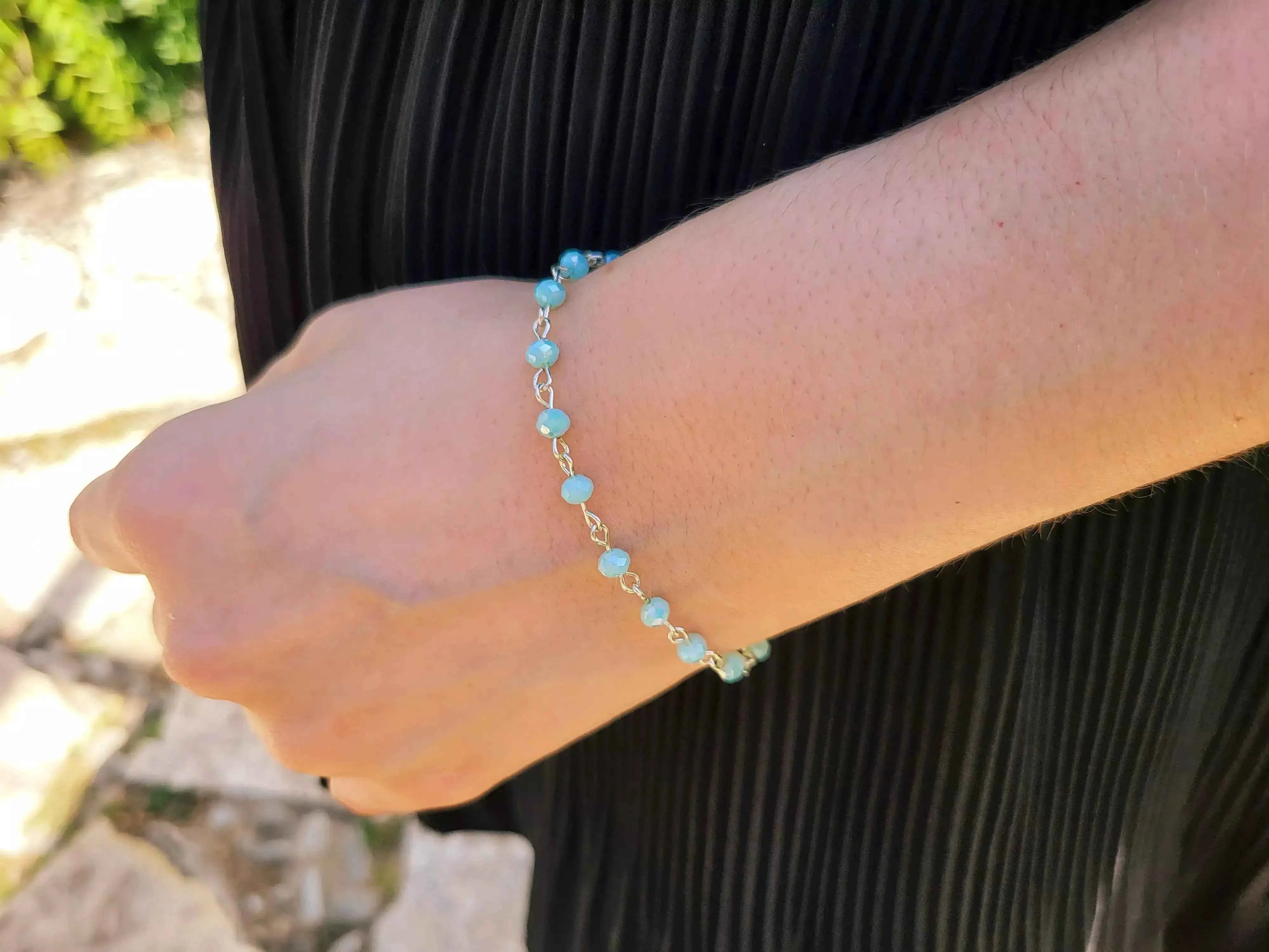 Bracelet perles cristal Bleu ciel