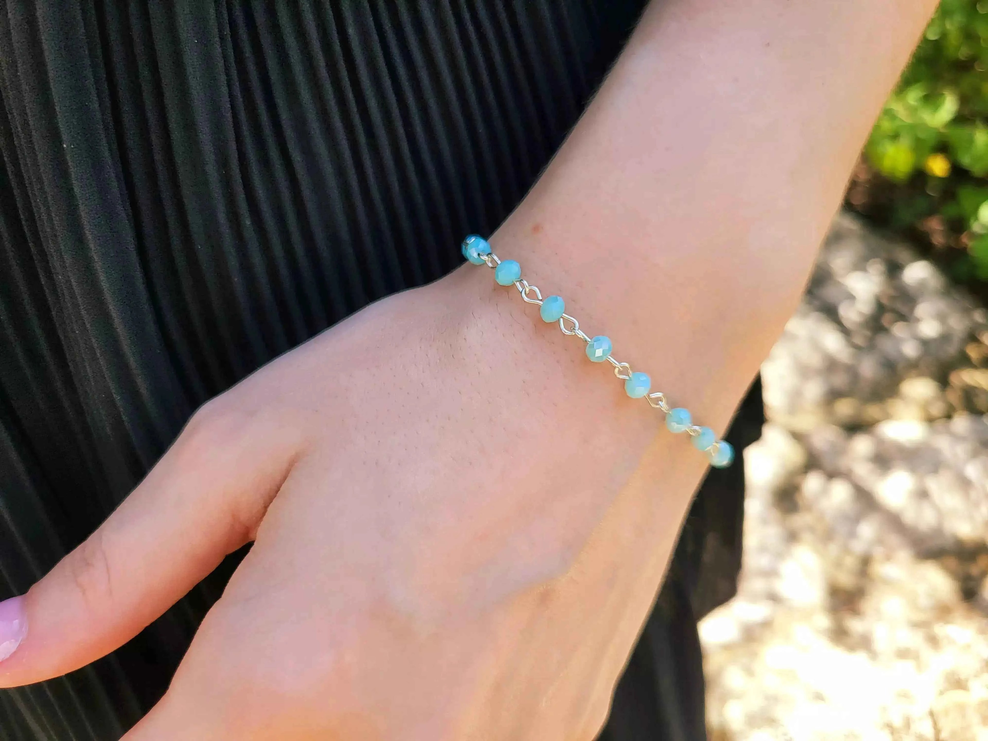 Bracelet perles cristal Bleu ciel