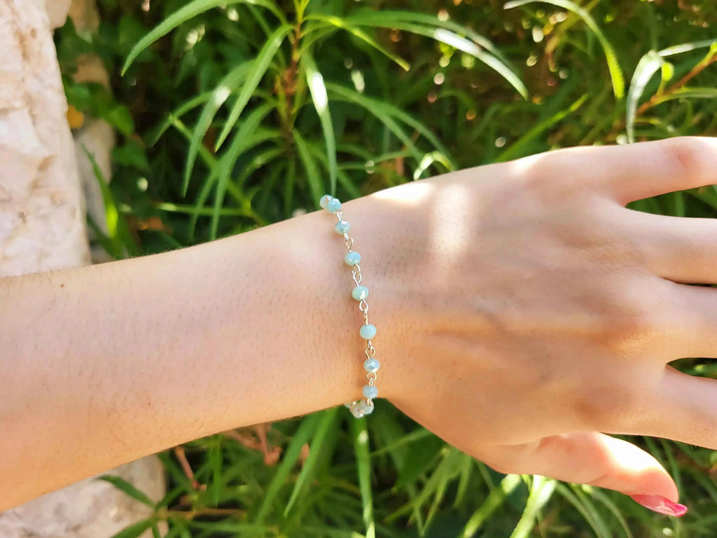 Bracelet perles cristal Bleu ciel