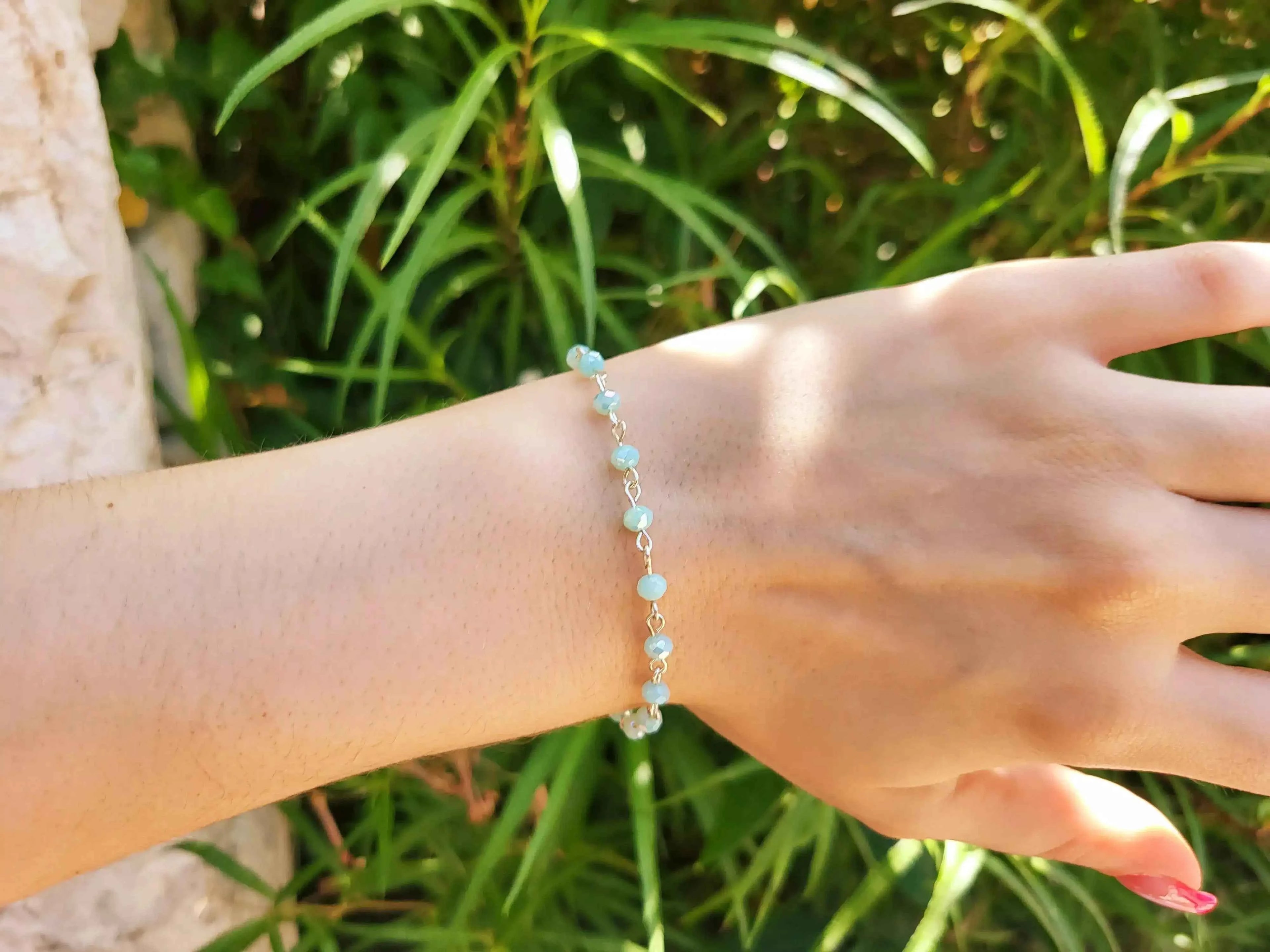 Bracelet perles cristal Bleu ciel
