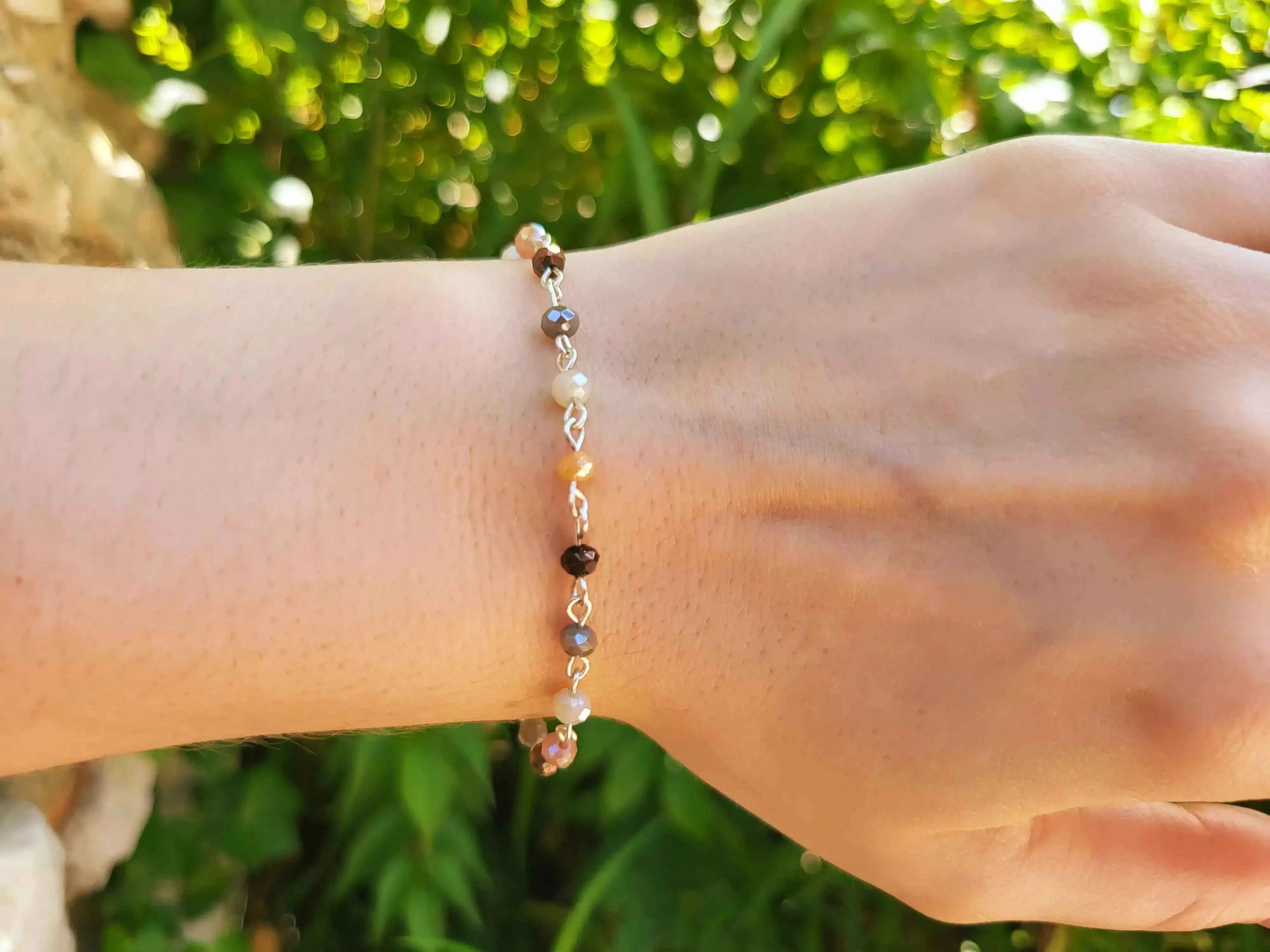 Bracelet perles cristal Beiges et Marrons