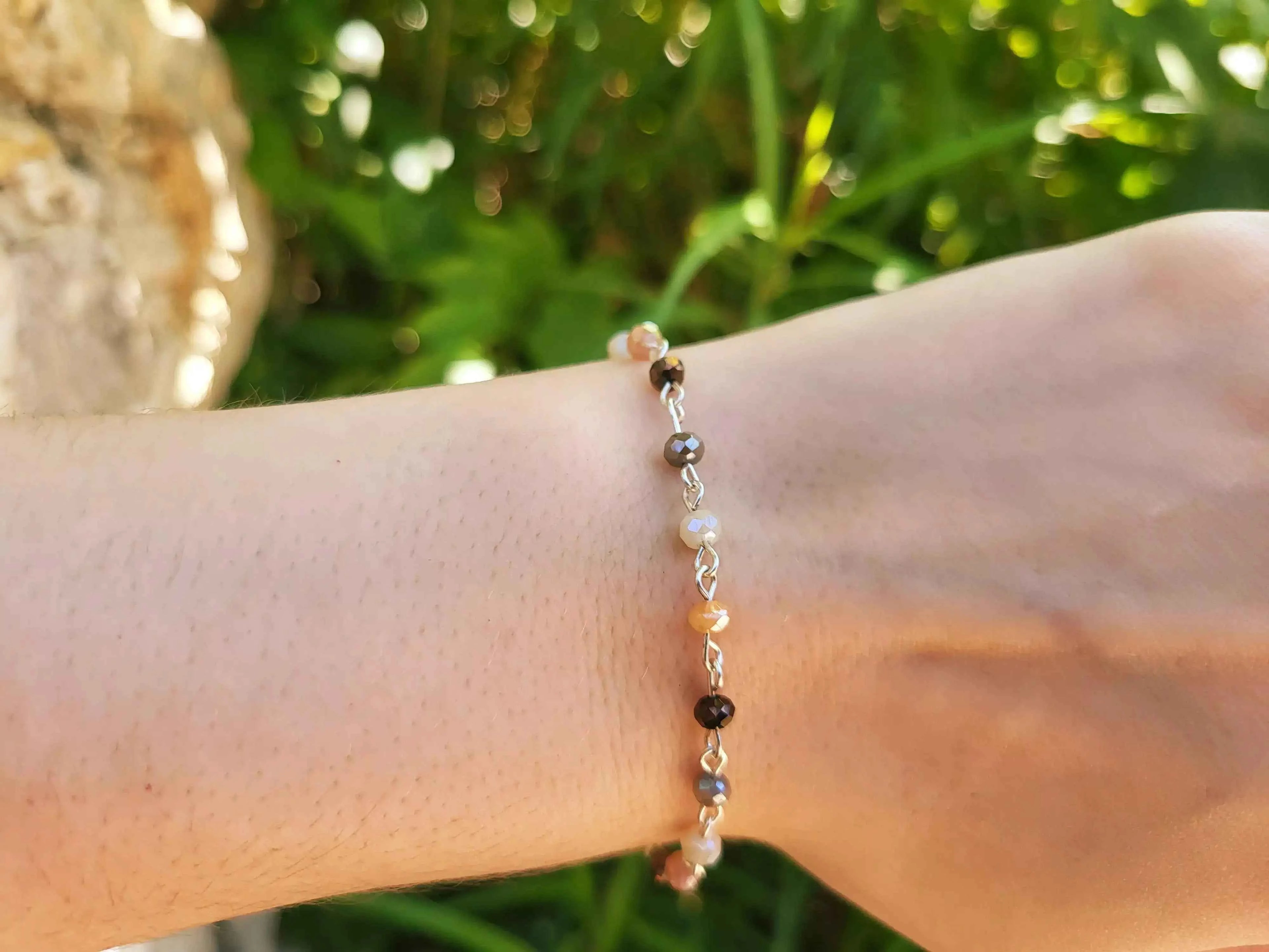 Bracelet perles cristal Beiges et Marrons