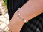 Bracelet perles Eau Douce et perles cristal Bleues