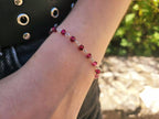 Bracelet Perles Cristal Rose Framboise et Plaqué Argent  Bracelet Jethyka