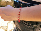 Bracelet en plaqué argent et perles cristal rouge  Bracelet Jethyka