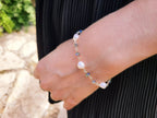 Bracelet plaqué argent perles eau douce et perles cristal gris bleuté  Bracelet Jethyka