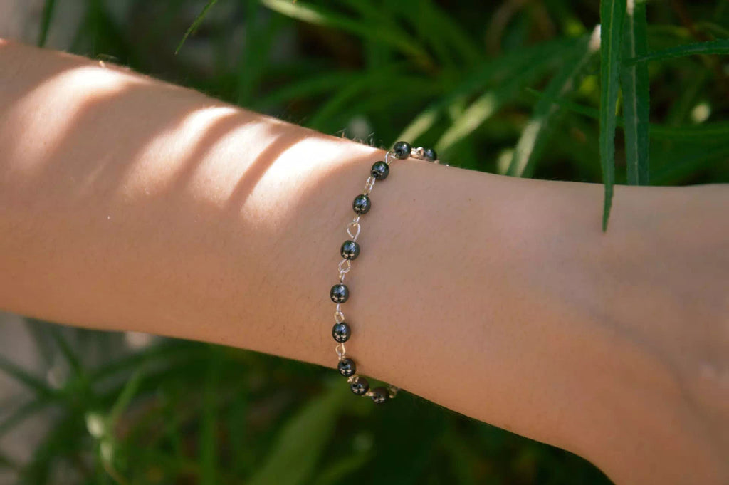 Bracelet en pierres naturelles hématite et plaqué argent  Bracelet Jethyka