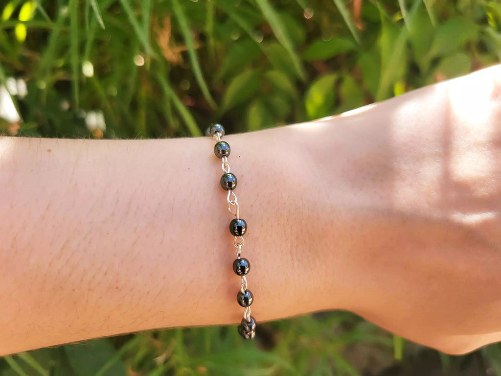 Bracelet en pierres naturelles hématite et plaqué argent  Bracelet Jethyka