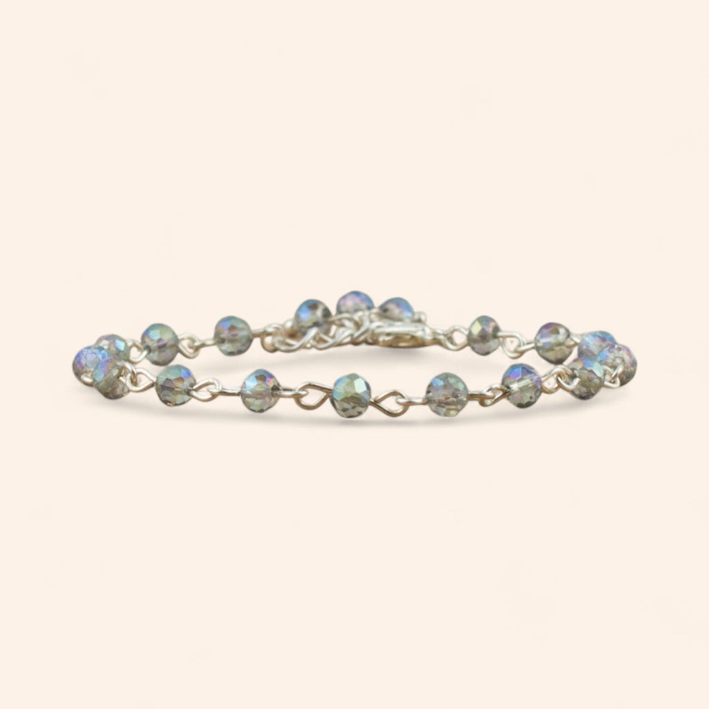 Bracelet en Plaqué Argent avec Perles Cristal Bleu Gris  Bracelet Jethyka