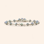 Bracelet en Plaqué Argent avec Perles Cristal Bleu Gris  Bracelet Jethyka