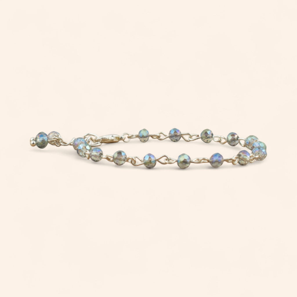 Bracelet en Plaqué Argent avec Perles Cristal Bleu Gris  Bracelet Jethyka