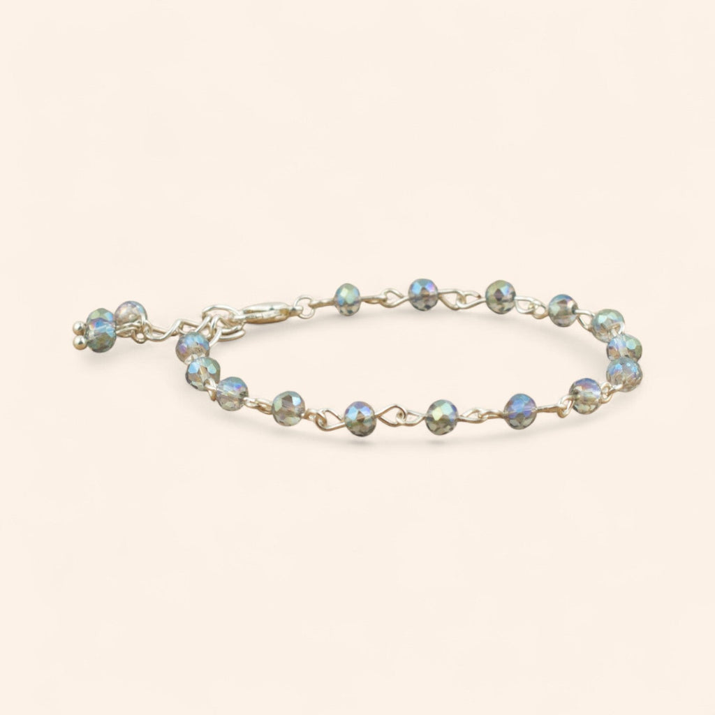 Bracelet en Plaqué Argent avec Perles Cristal Bleu Gris  Bracelet Jethyka