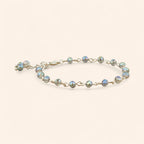 Bracelet en Plaqué Argent avec Perles Cristal Bleu Gris  Bracelet Jethyka