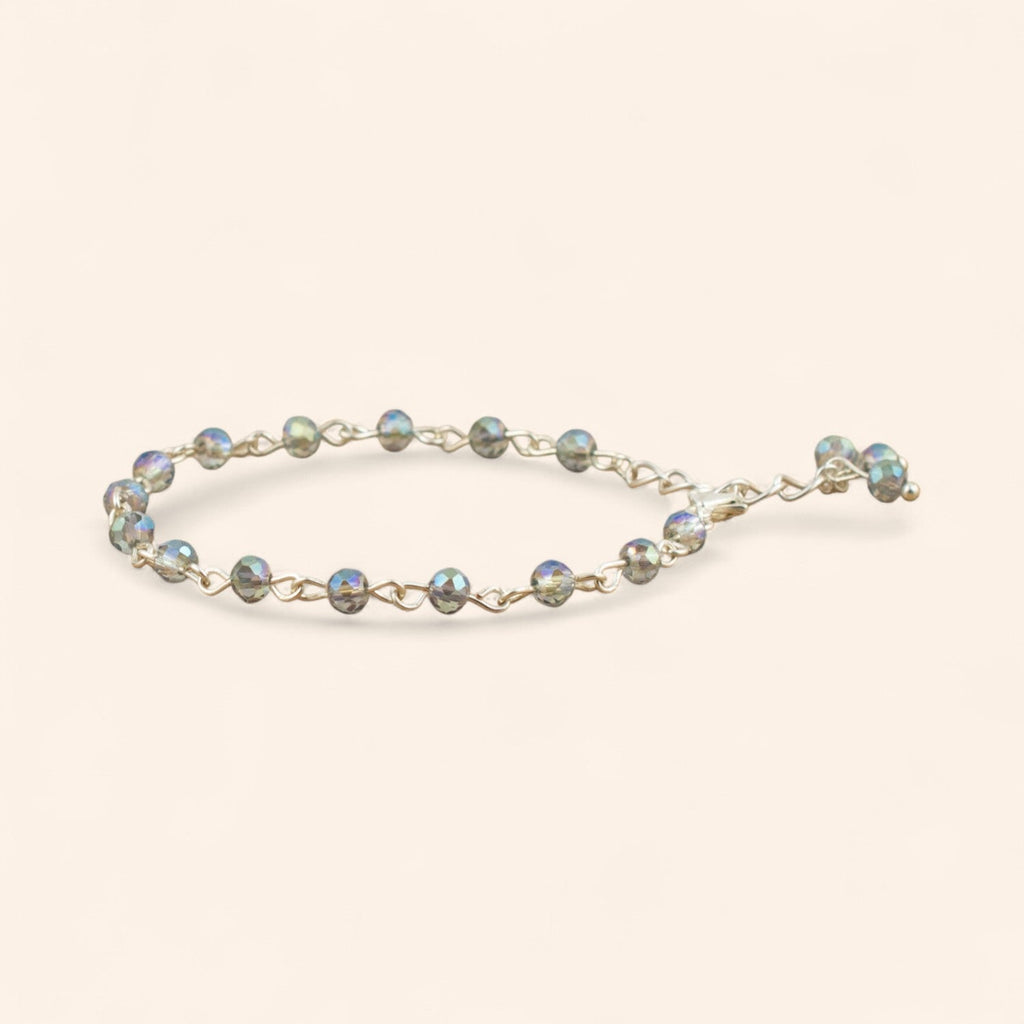 Bracelet en Plaqué Argent avec Perles Cristal Bleu Gris  Bracelet Jethyka