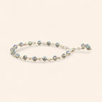 Bracelet en Plaqué Argent avec Perles Cristal Bleu Gris  Bracelet Jethyka