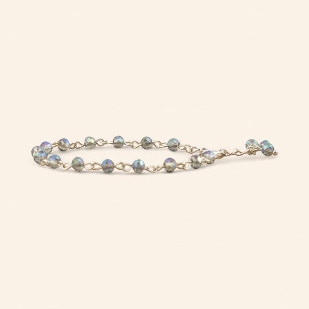 Bracelet en Plaqué Argent avec Perles Cristal Bleu Gris  Bracelet Jethyka