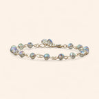 Bracelet en Plaqué Argent avec Perles Cristal Bleu Gris  Bracelet Jethyka