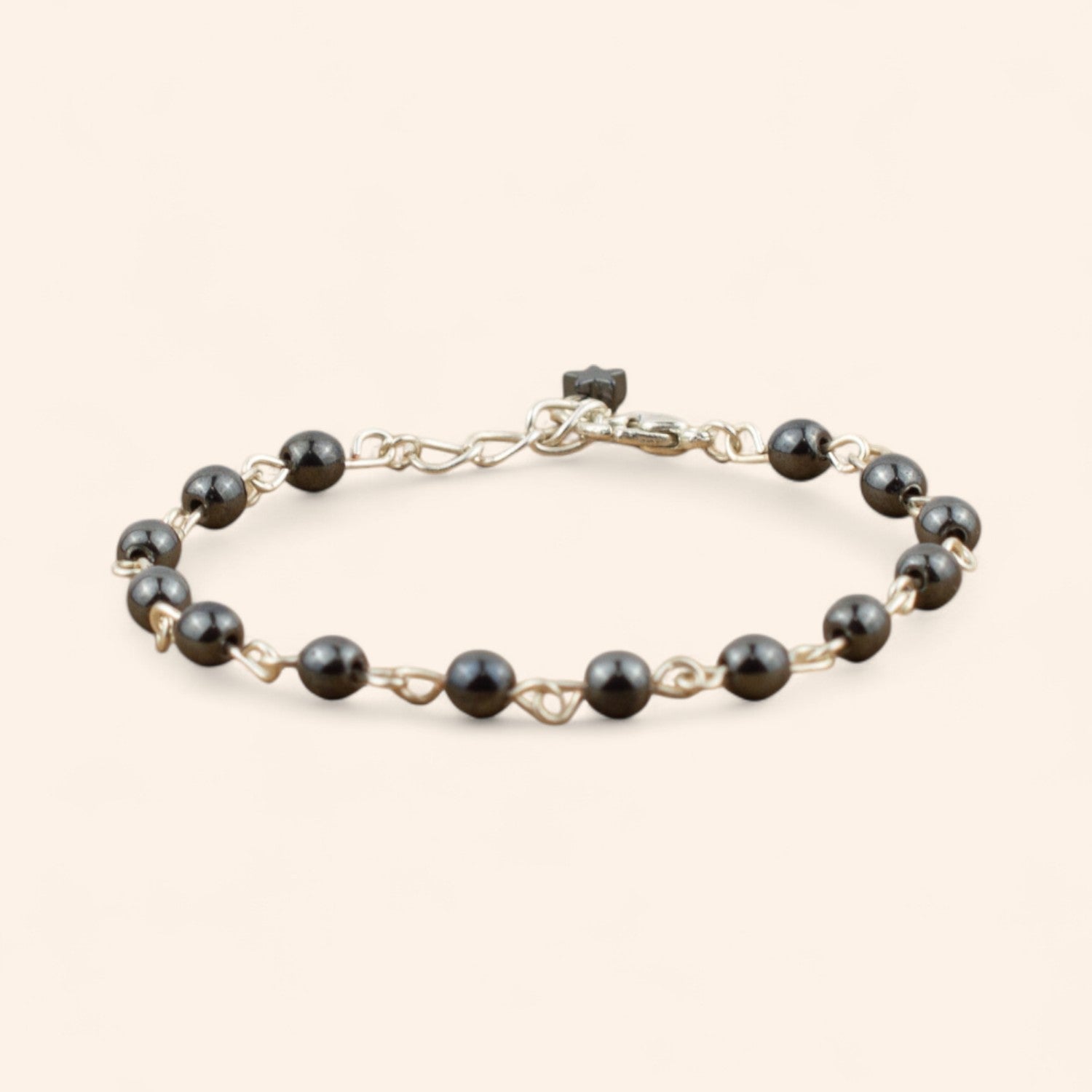 Bracelet en pierres naturelles hématite et plaqué argent  Bracelet Jethyka