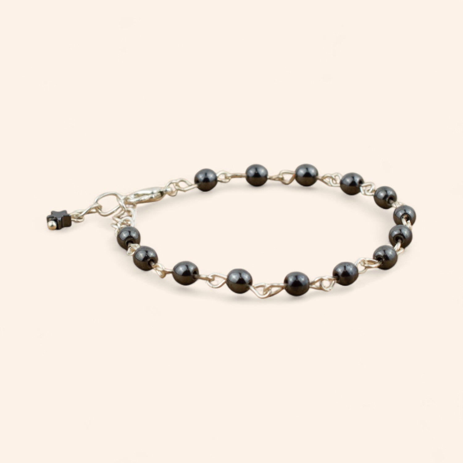 Bracelet en pierres naturelles hématite et plaqué argent  Bracelet Jethyka