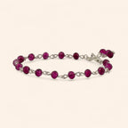 Bracelet Perles Cristal Rose Framboise et Plaqué Argent  Bracelet Jethyka