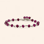 Bracelet Perles Cristal Rose Framboise et Plaqué Argent  Bracelet Jethyka