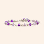 Bracelet en plaqué argent avec perles cristal violet et parme  Bracelet Jethyka