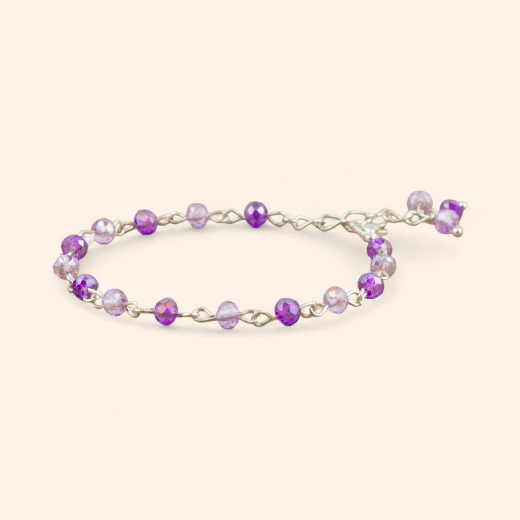 Bracelet en plaqué argent avec perles cristal violet et parme  Bracelet Jethyka