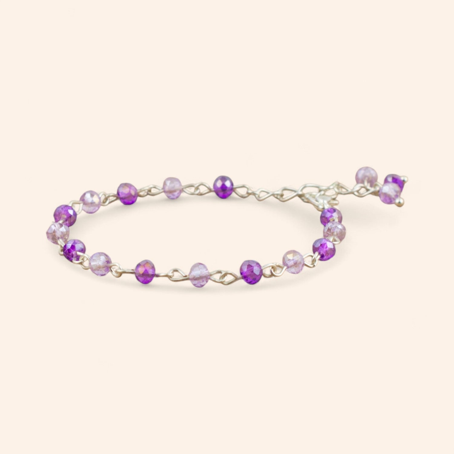 Bracelet en plaqué argent avec perles cristal violet et parme  Bracelet Jethyka