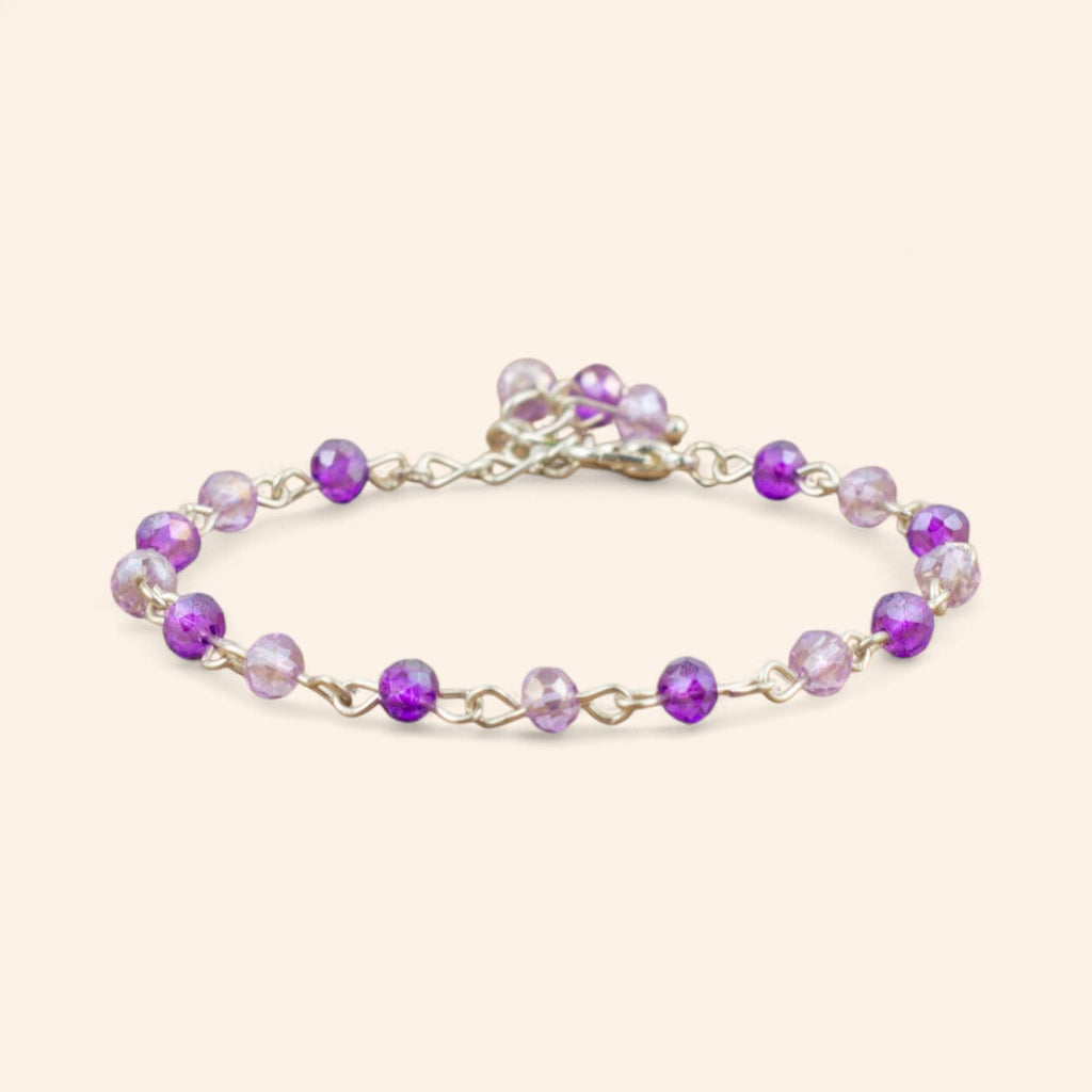 Bracelet en plaqué argent avec perles cristal violet et parme  Bracelet Jethyka