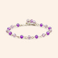 Bracelet en plaqué argent avec perles cristal violet et parme  Bracelet Jethyka