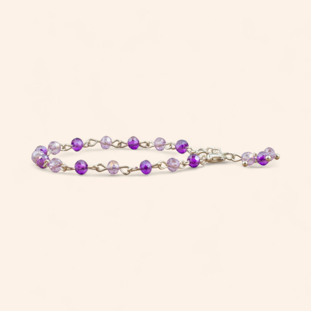 Bracelet en plaqué argent avec perles cristal violet et parme  Bracelet Jethyka