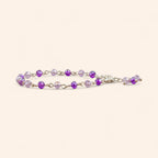 Bracelet en plaqué argent avec perles cristal violet et parme  Bracelet Jethyka