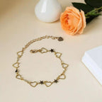 Bracelet Plaqué Or avec Cœurs et Étoiles  Bracelet Jethyka