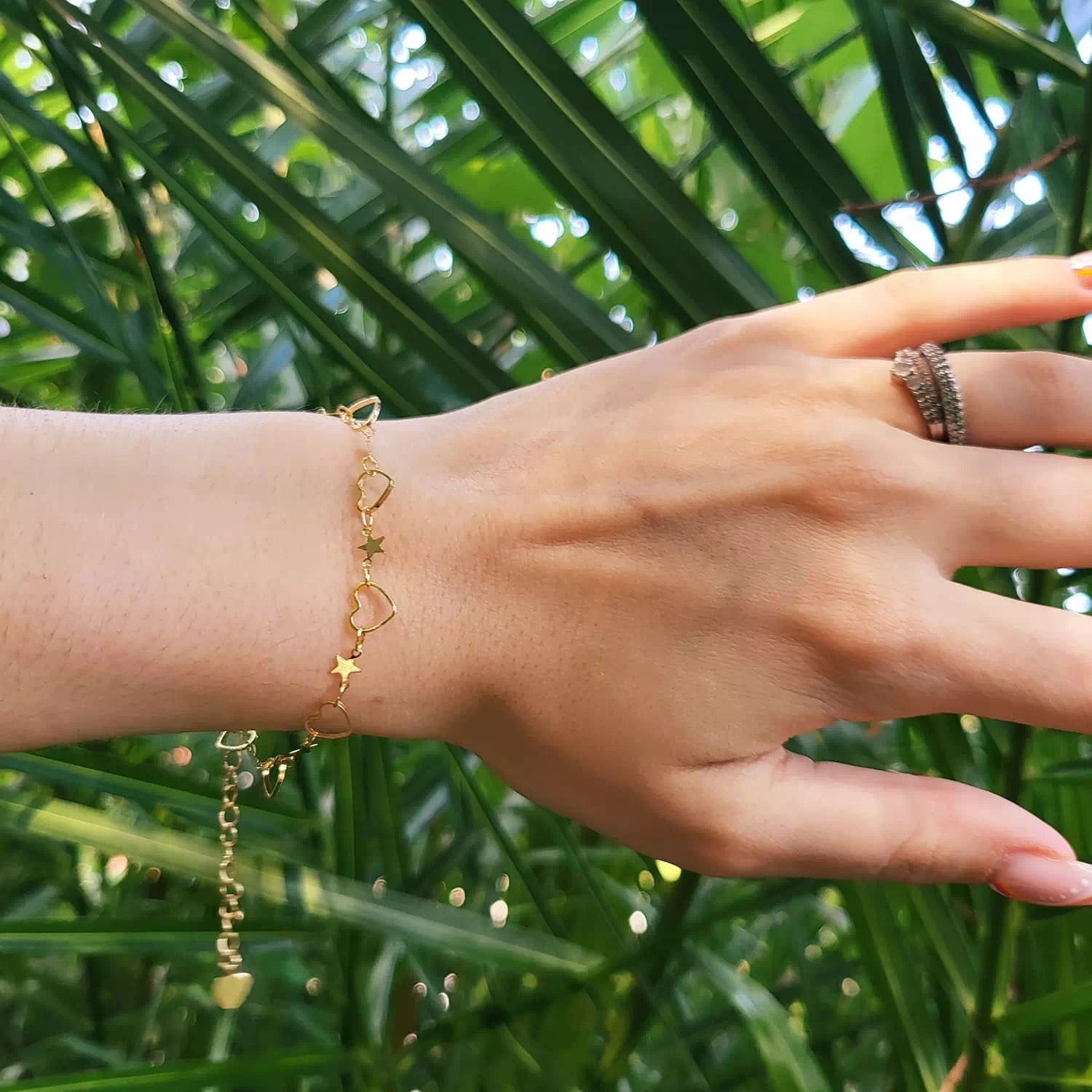 Bracelet Plaqué Or avec Cœurs et Étoiles  Bracelet Jethyka