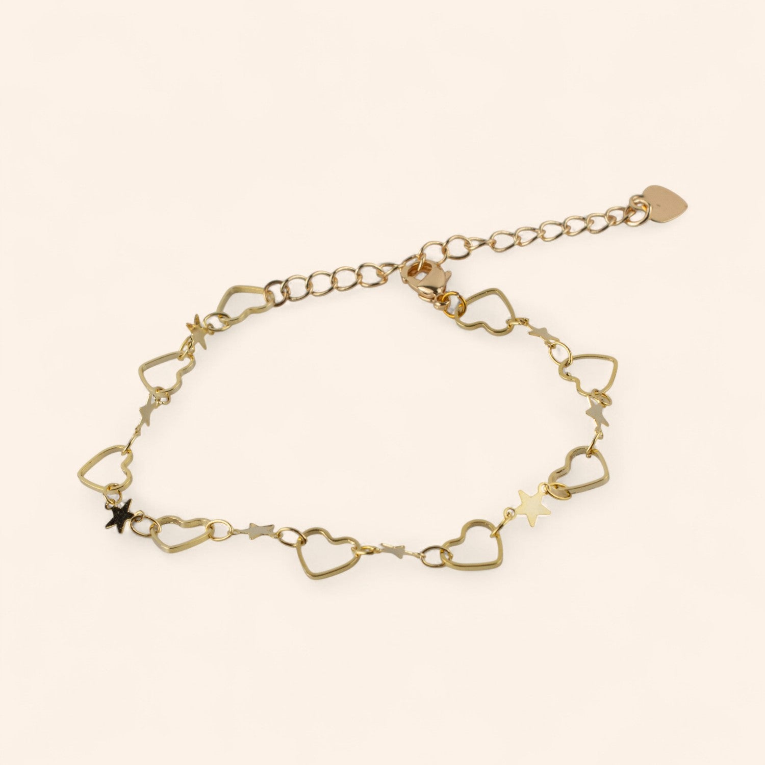 Bracelet Plaqué Or avec Cœurs et Étoiles  Bracelet Jethyka