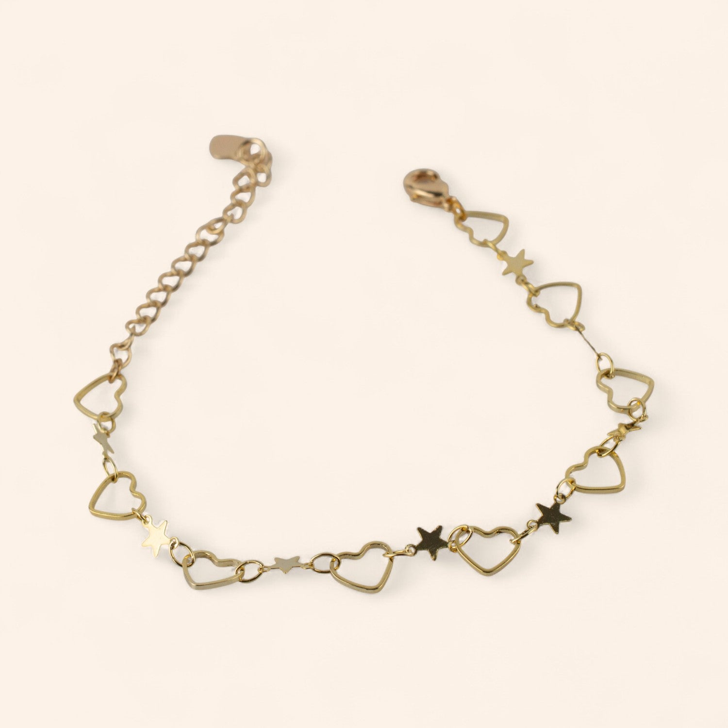 Bracelet Plaqué Or avec Cœurs et Étoiles  Bracelet Jethyka