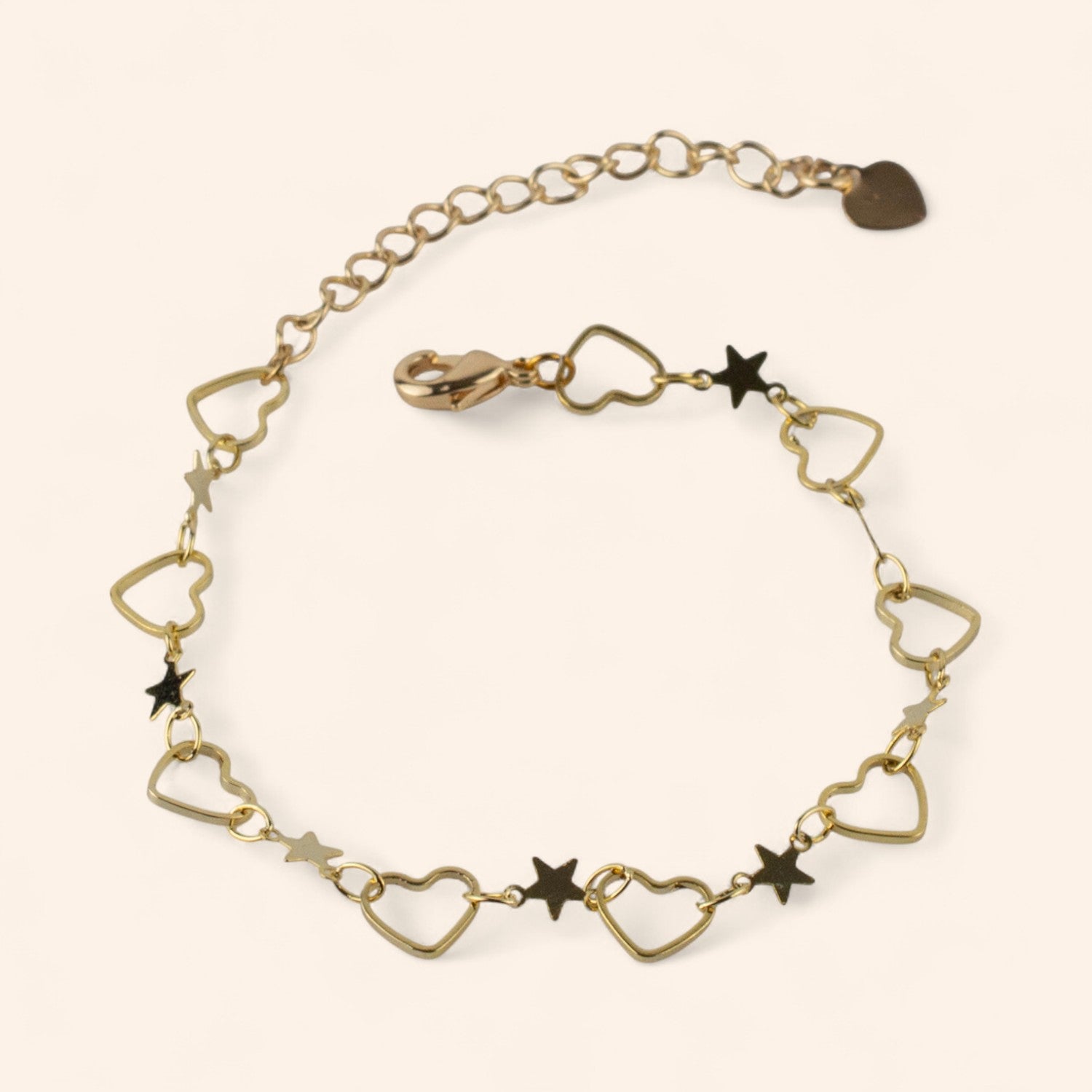Bracelet Plaqué Or avec Cœurs et Étoiles  Bracelet Jethyka