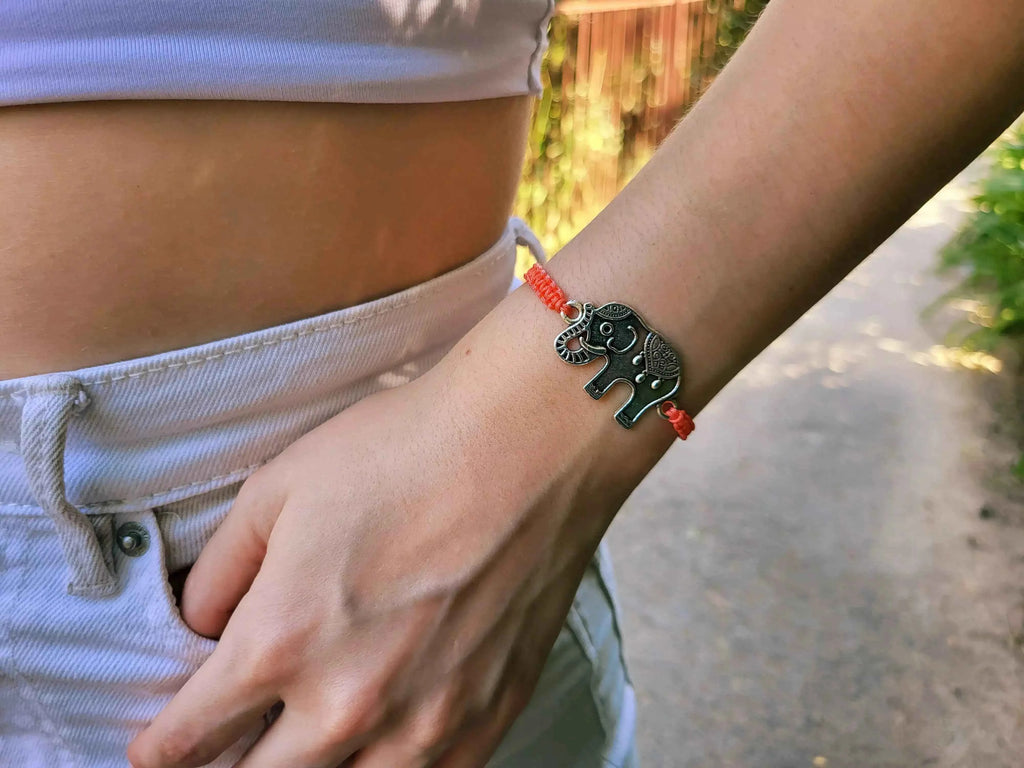 Bracelet Eléphant macramé Orange