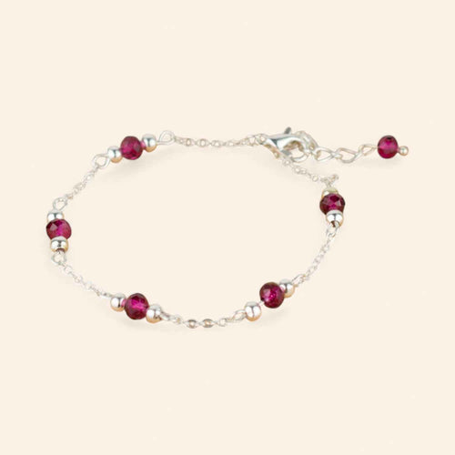 Bracelet perles cristal Rose framboise
