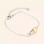 Bracelet chaîne en acier inoxydable – Double cœur bicolore doré et noir  Bracelet Jethyka