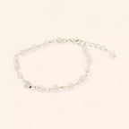 Bracelet en pierres naturelles Quartz Rose et perle cœur en métal argenté  Bracelet Jethyka