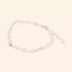 Bracelet en pierres naturelles Quartz Rose et perle cœur en métal argenté  Bracelet Jethyka