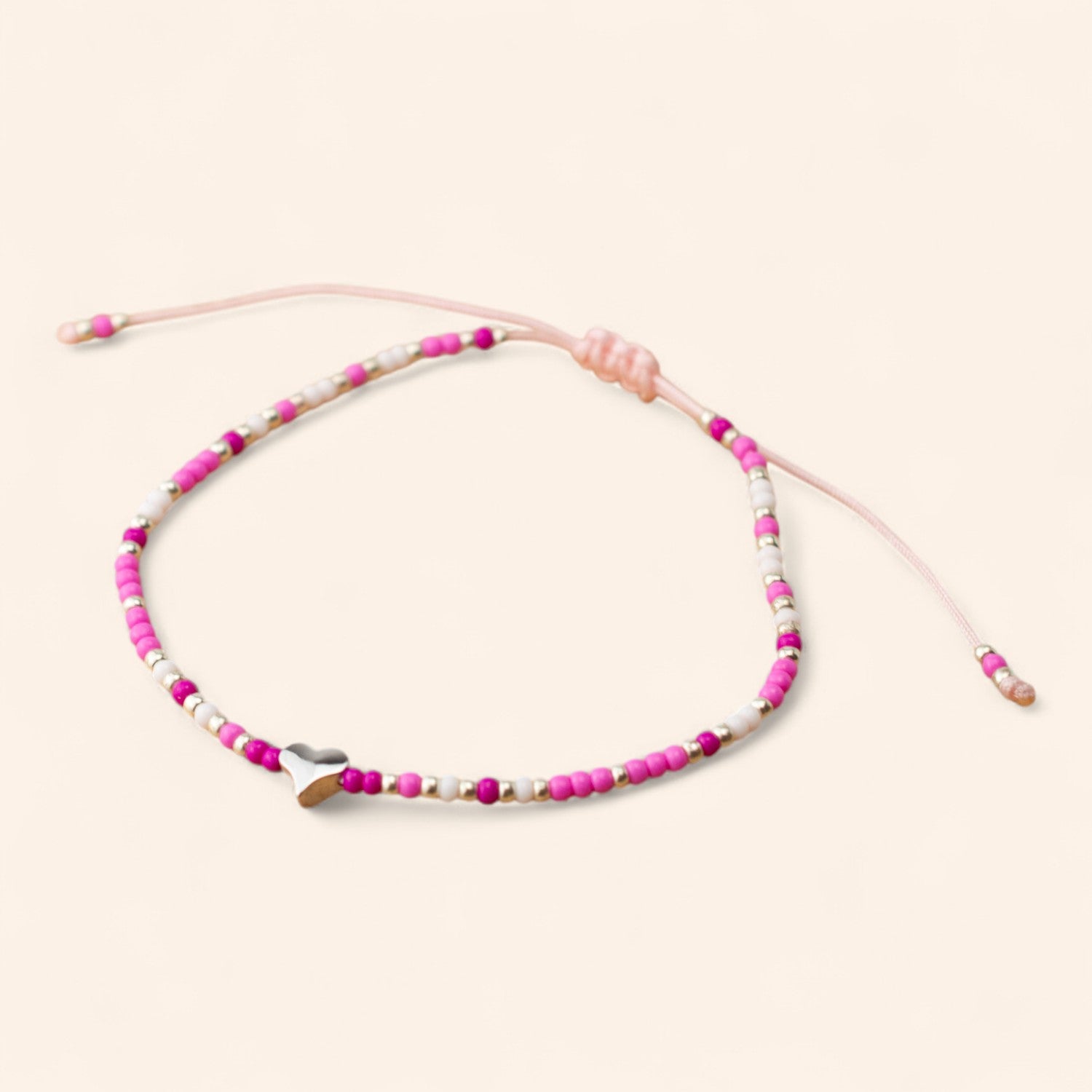 Bracelet coeur et perles rocailles roses  Bracelet Jethyka