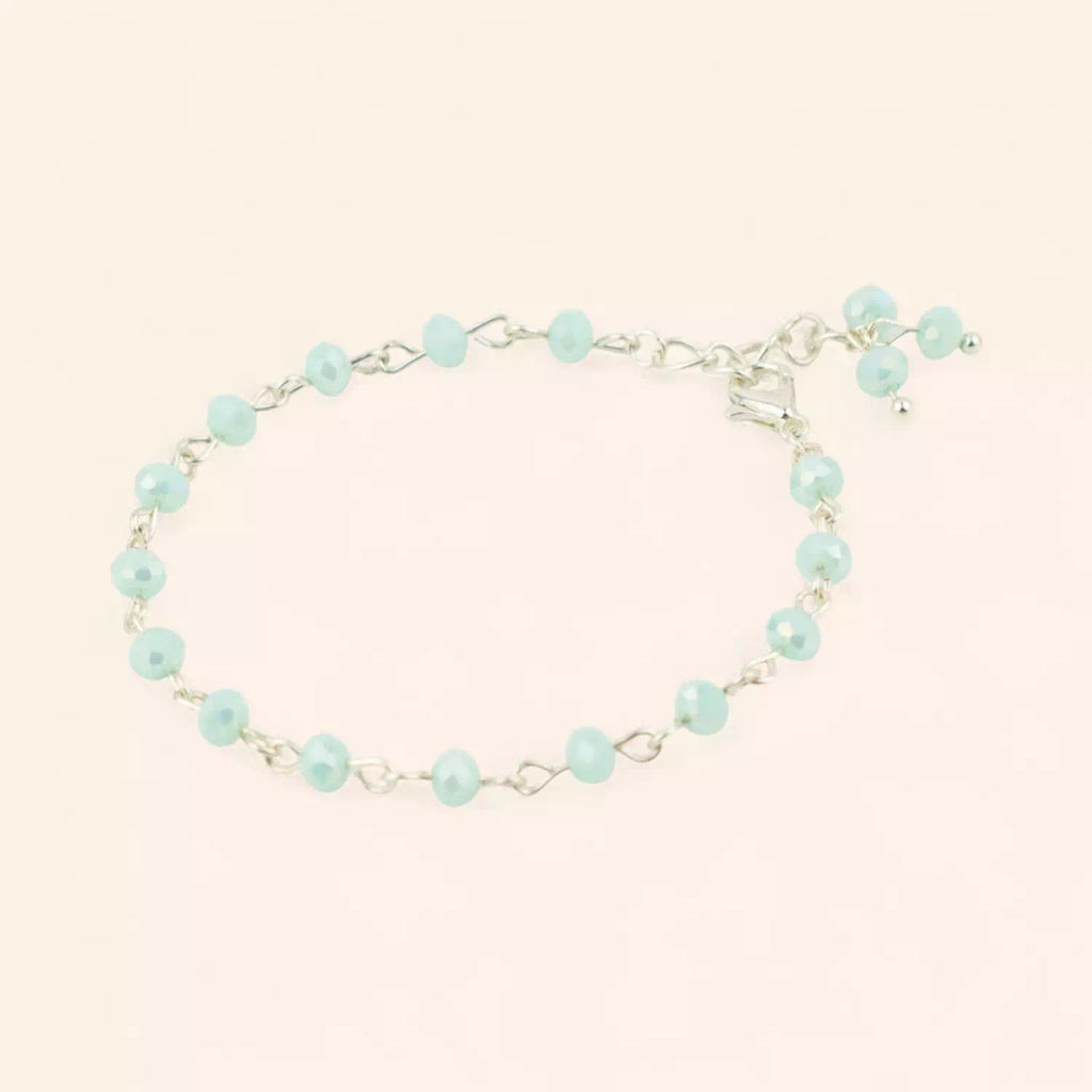 Bracelet Perles Cristal Bleu Ciel et Plaqué Argent  Bracelet Jethyka