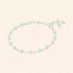 Bracelet Perles Cristal Bleu Ciel et Plaqué Argent  Bracelet Jethyka